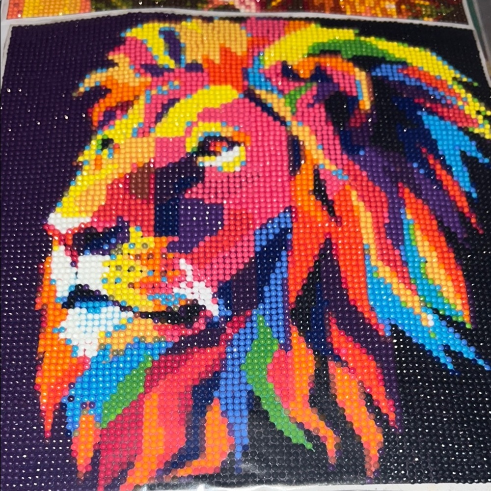 Finished lion Colorful Lion Diamond Painting